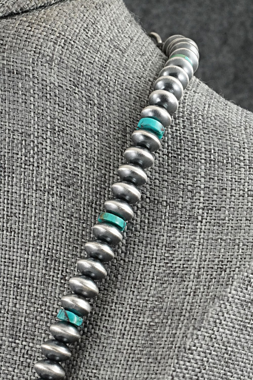 Turquoise & Sterling Silver Navajo Pearl Necklace 20" - Tonisha Haley
