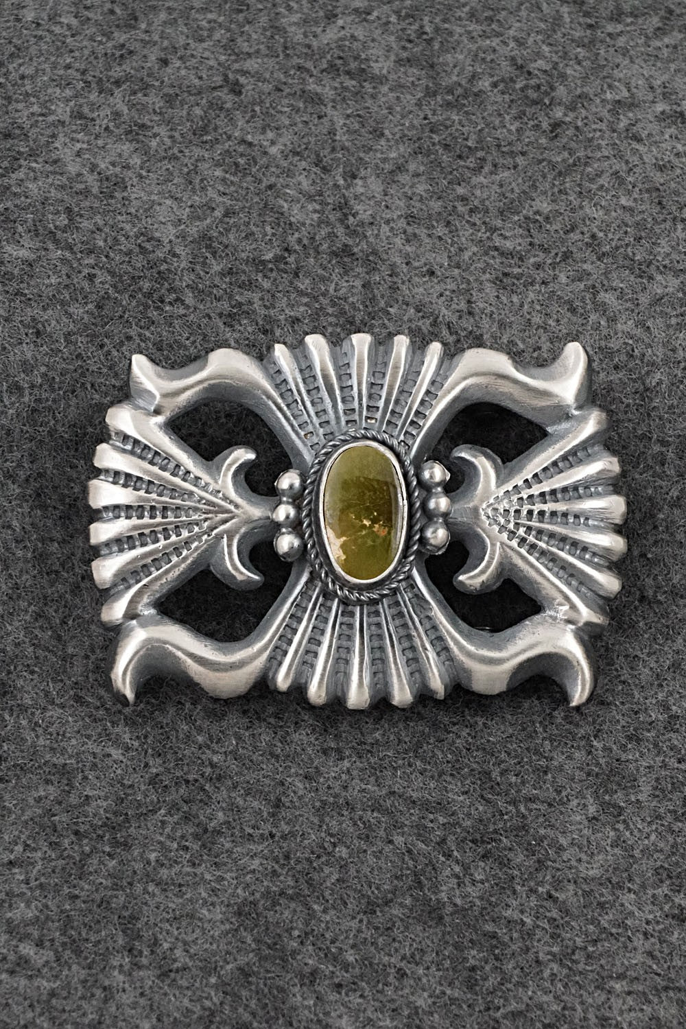 Turquoise & Sterling Silver Belt Buckle - Harrison Bitsue