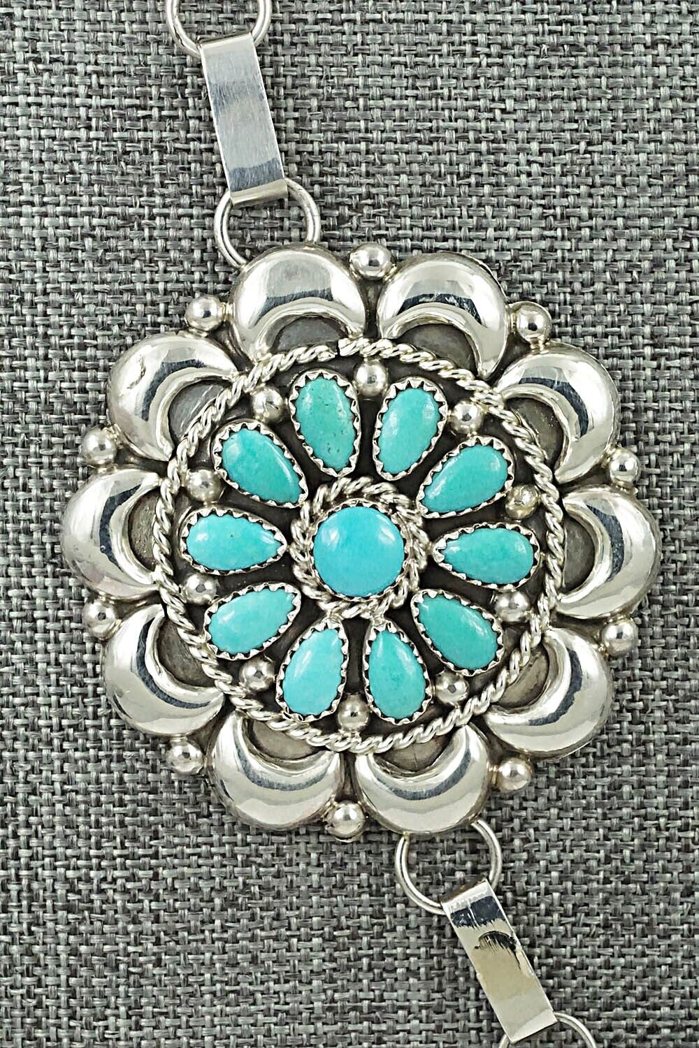 Turquoise & Sterling Silver Necklace and Earrings Set - Eunise Wilson