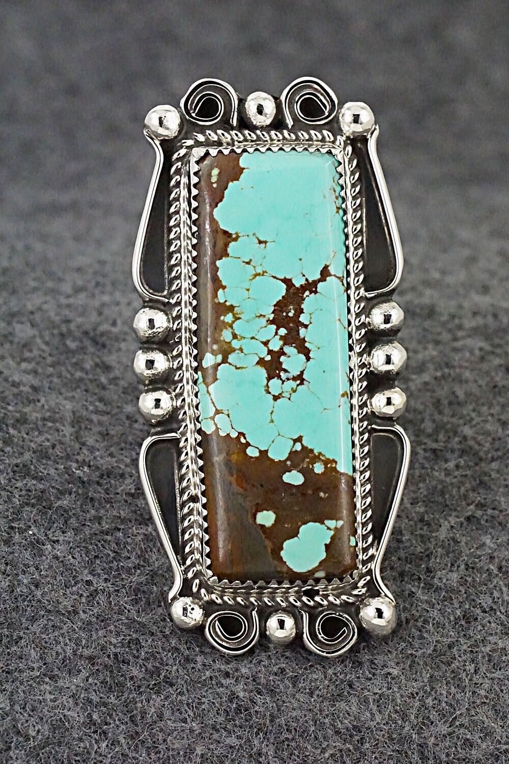 Turquoise & Sterling Silver Ring - Leslie Nez - Size 10