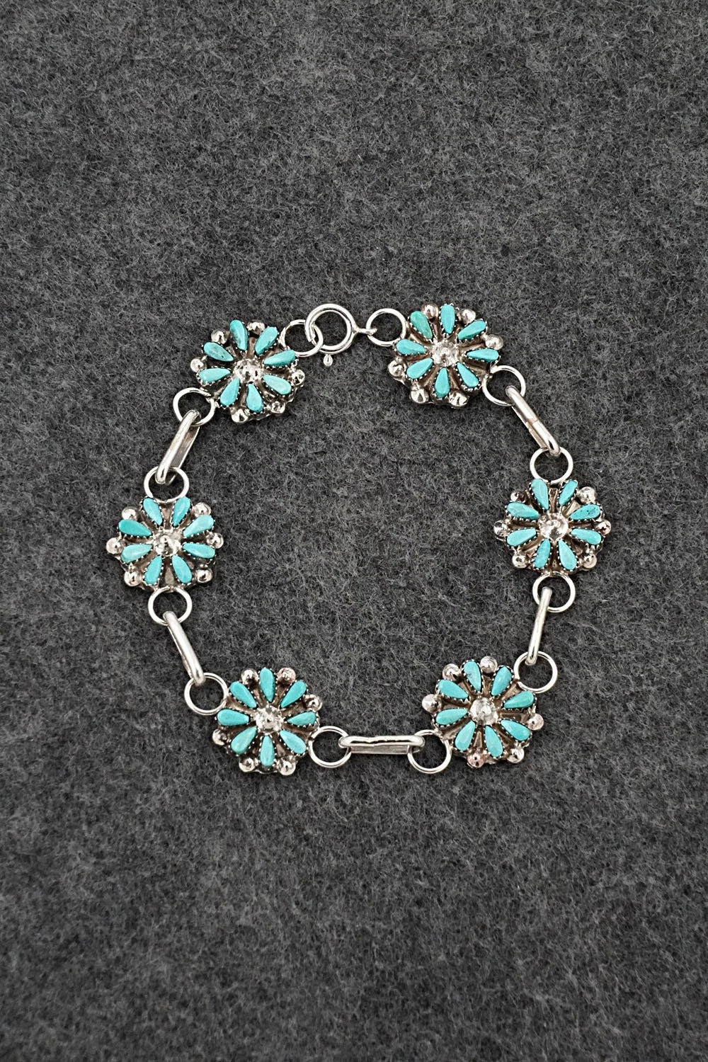 Turquoise & Sterling Silver Link Bracelet - David Leekity
