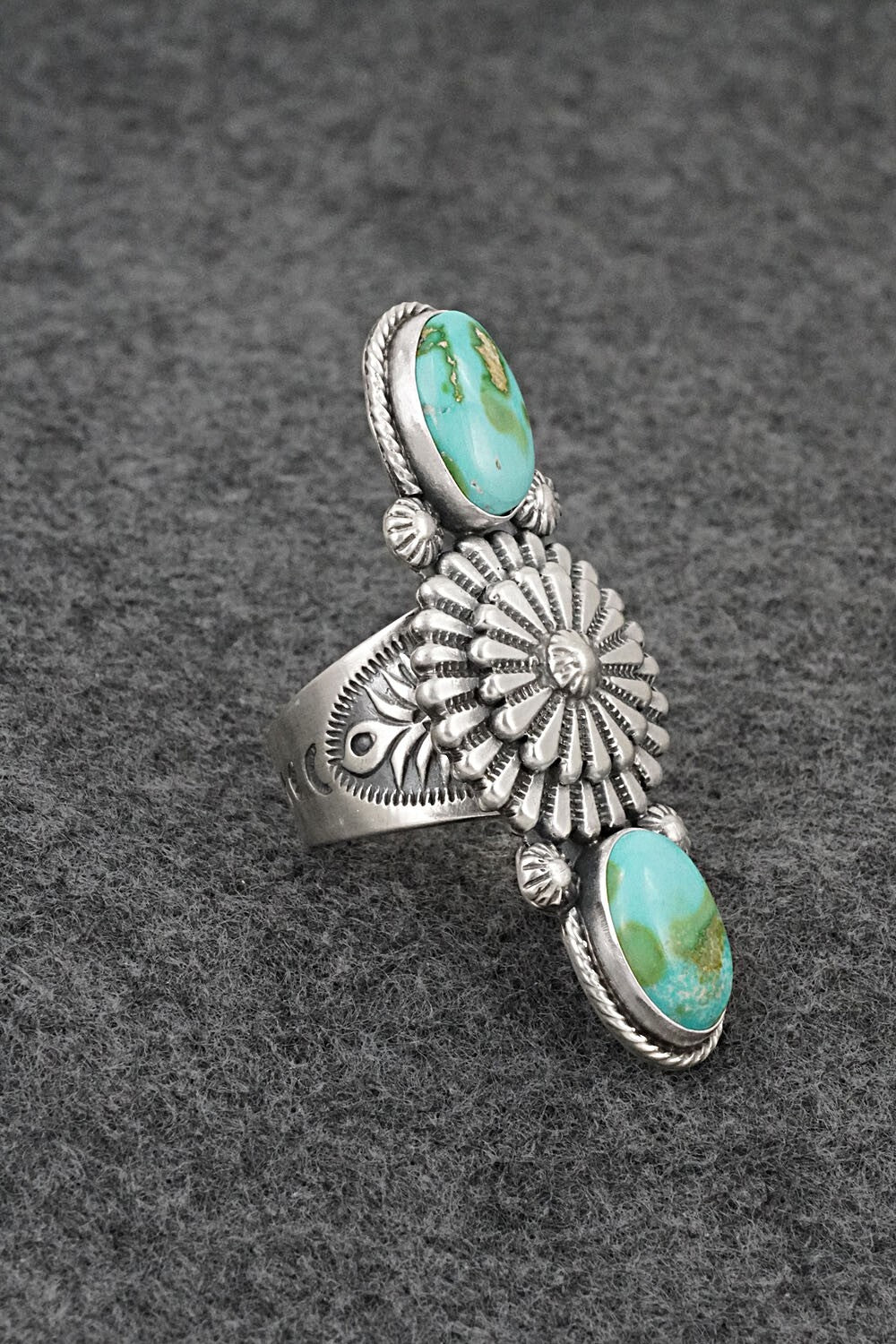 Turquoise & Sterling Silver Ring - Samuel Yellowhair - Size 8.5