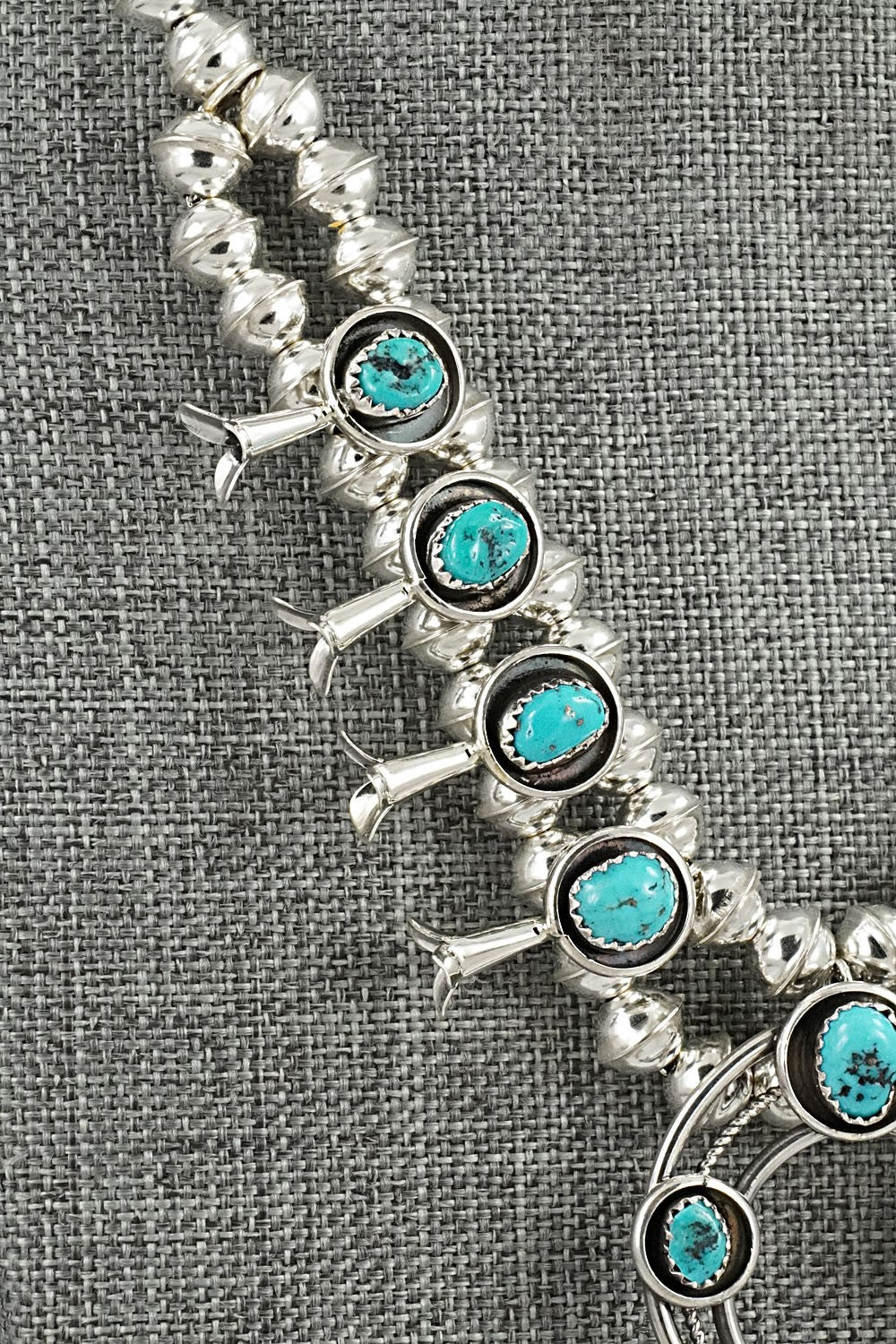 Turquoise & Sterling Silver Mini Squash Blossom Set - Phil Garcia
