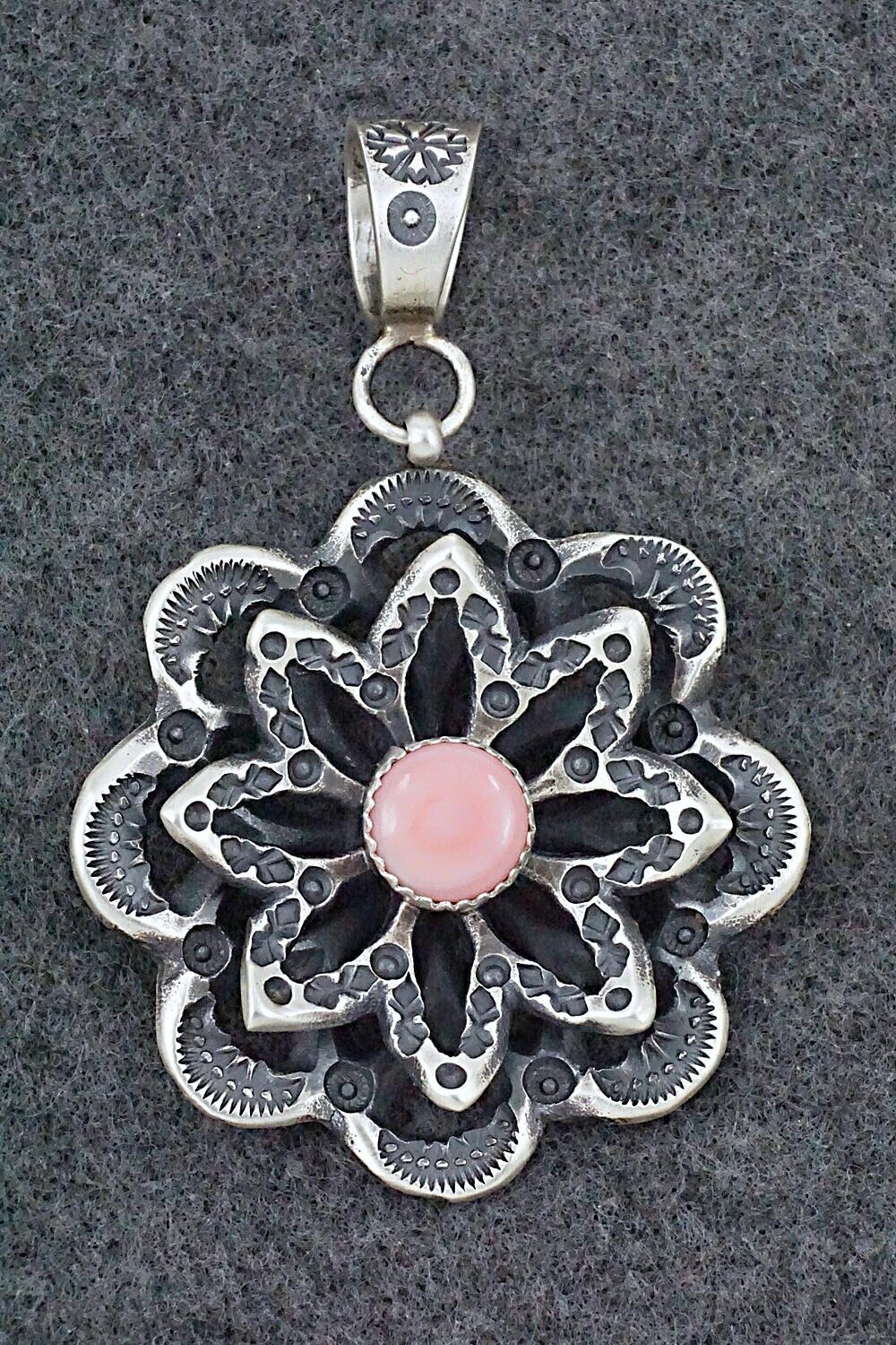 Pink Conch Shell & Sterling Silver Pendant - Kevin Billah