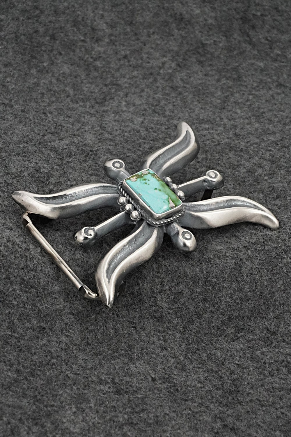 Turquoise & Sterling Silver Belt Buckle - Harrison Bitsue