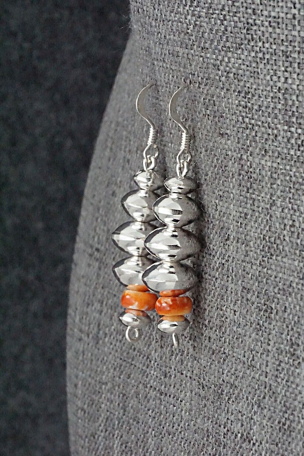 Spiny Oyster & Sterling Silver Navajo Pearl Earrings - Presley Haley