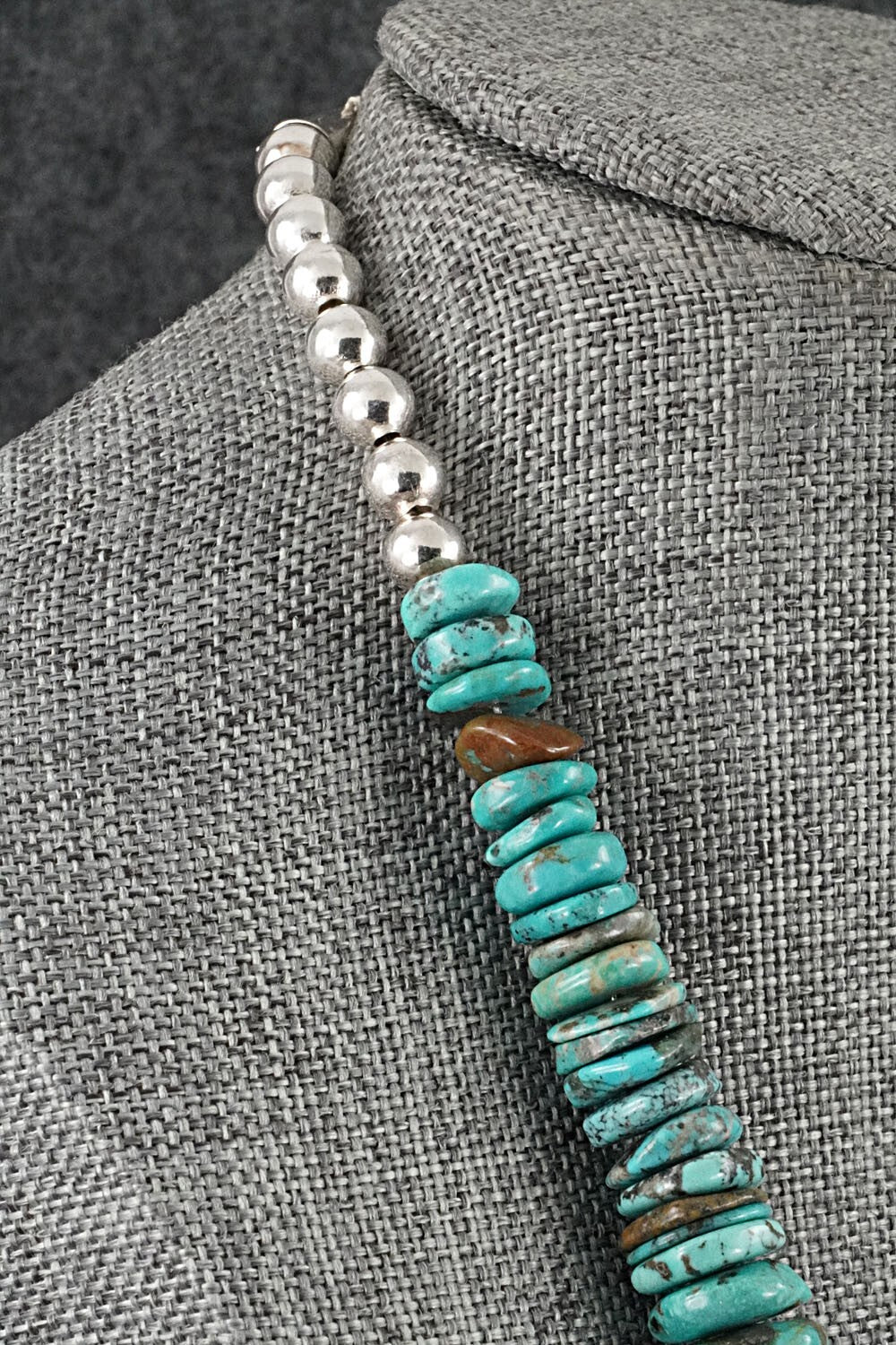 Turquoise & Sterling Silver Necklace 21" - Doreen Jake