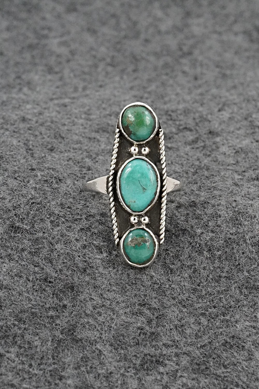 Turquoise & Sterling Silver Ring - Priscilla Reeder - Size 7.5