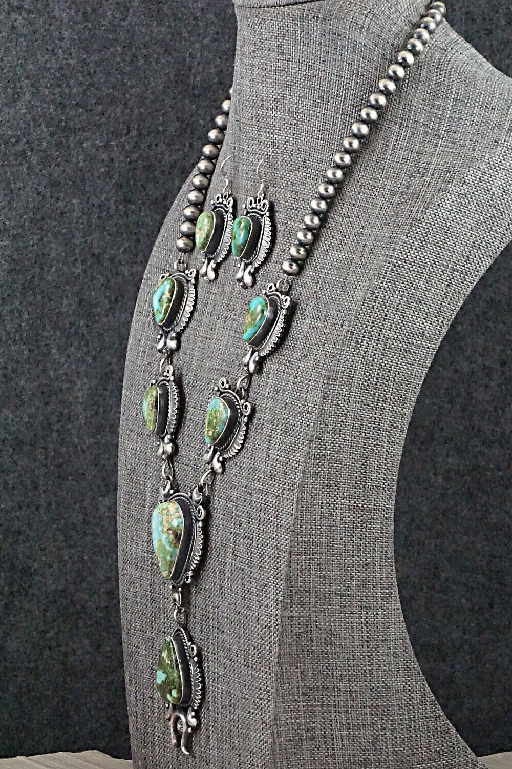 Turquoise & Sterling Silver Necklace and Earrings Set - Derrick Gordon