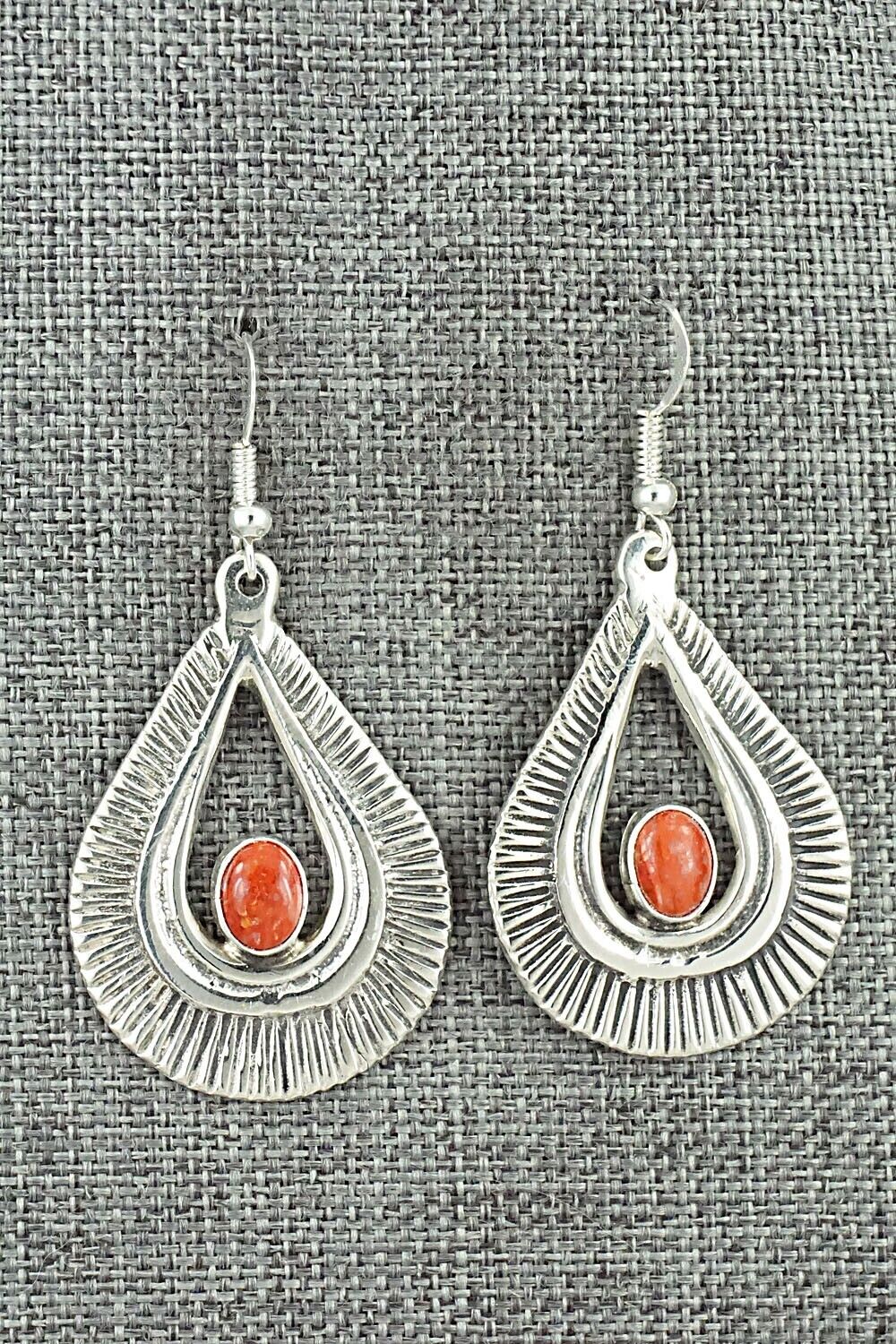 Coral and Sterling Silver Earrings - Veronica Kee
