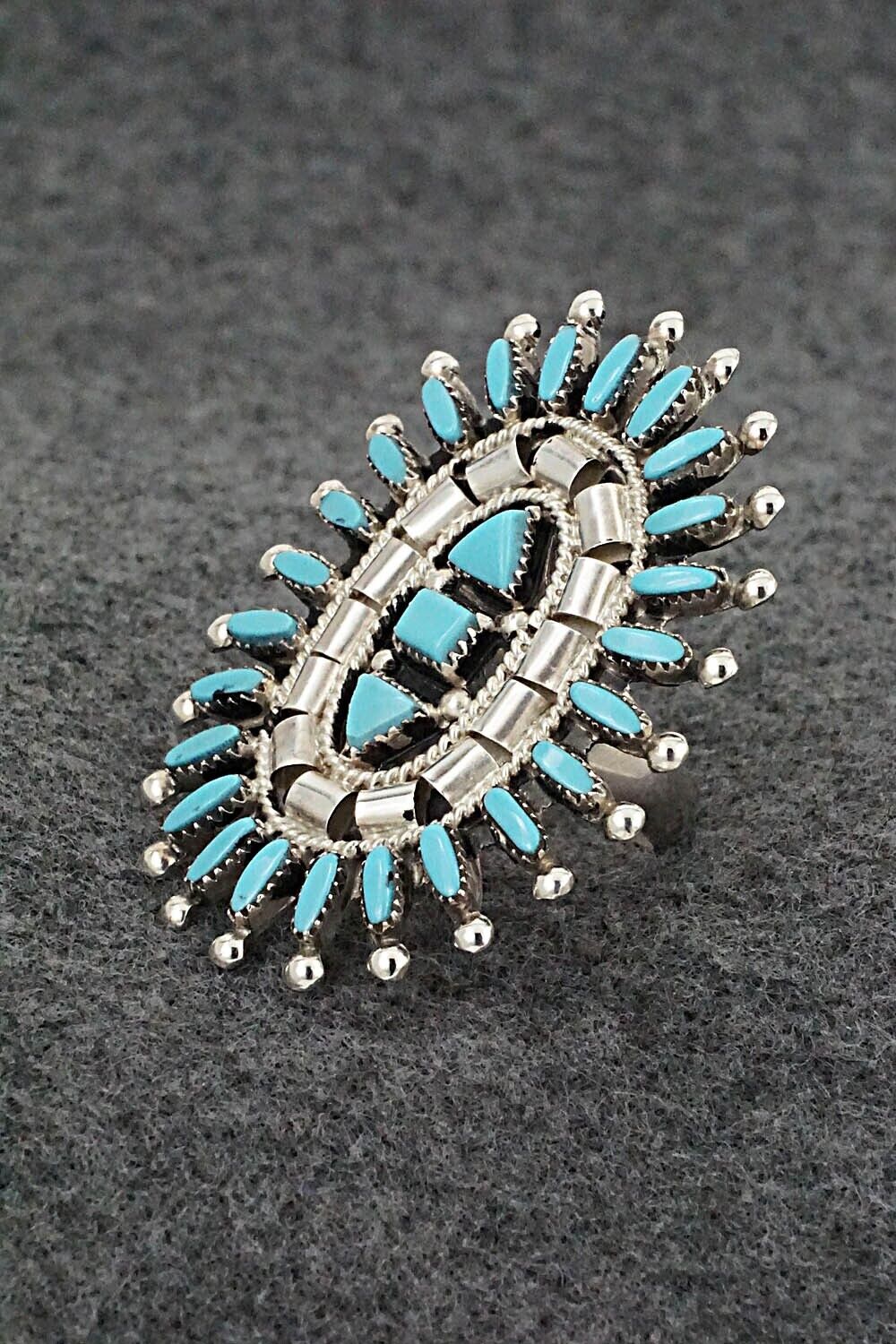 Turquoise & Sterling Silver Ring - Evonne Hustito - Size 7.5