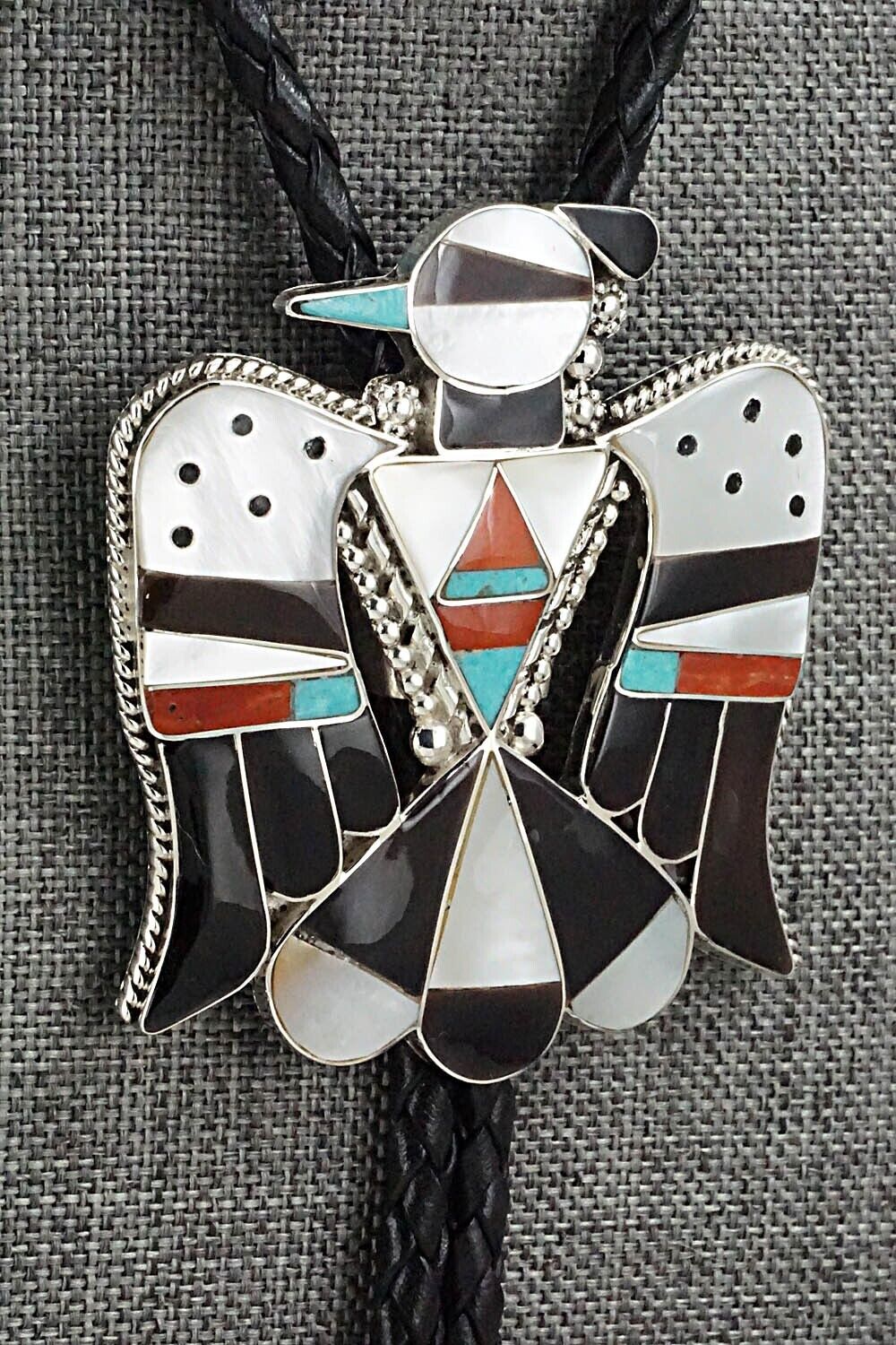 Multi-Stone & Sterling Silver Inlay Bolo Tie - Bobby Shack