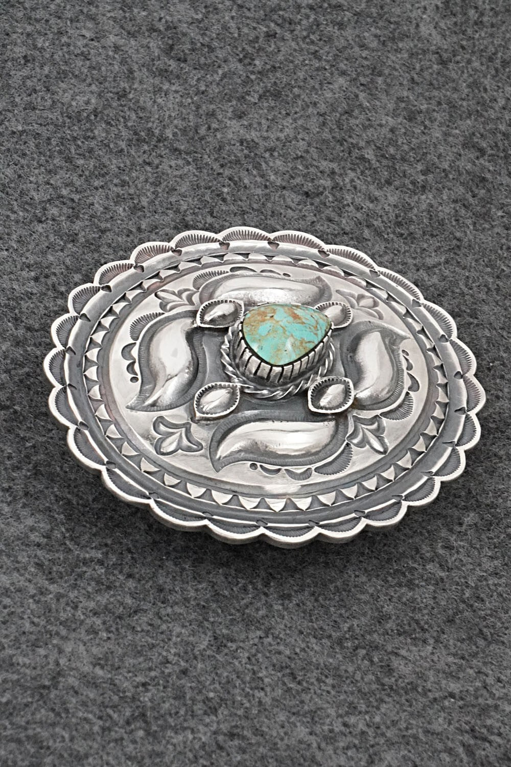 Turquoise & Sterling Silver Belt Buckle - Roland Dixson
