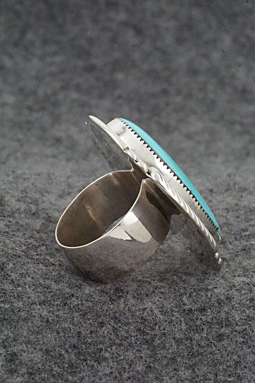 Turquoise & Sterling Silver Ring - Kenny Calavaza - Size 9