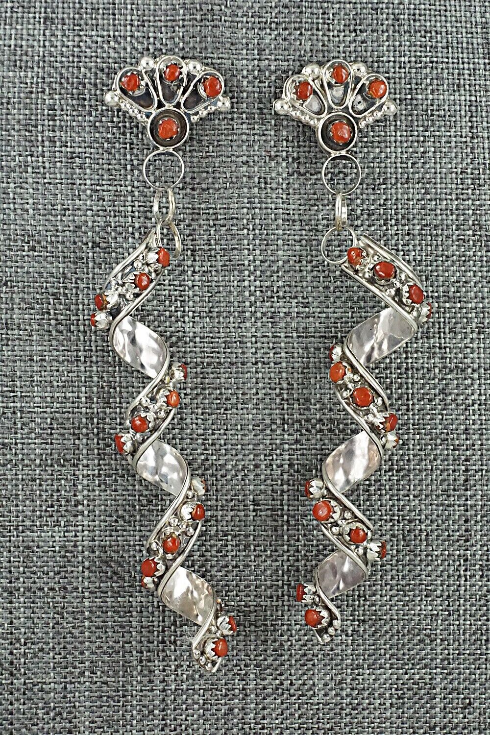 Coral & Sterling Silver Earrings - Joanne Cheama