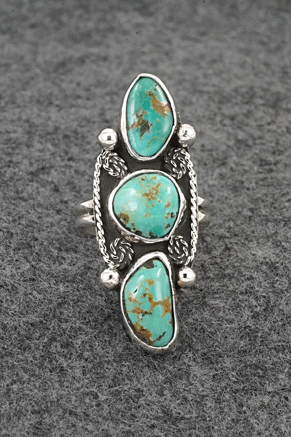Turquoise & Sterling Silver Ring - Priscilla Reeder - Size 7.5