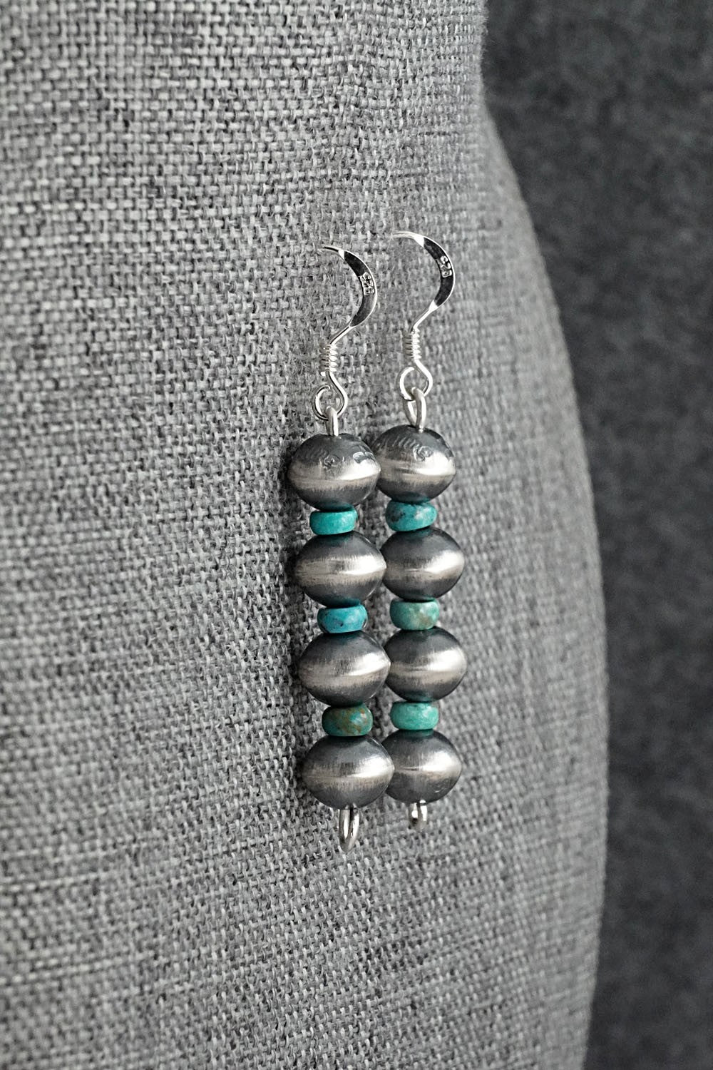 Turquoise & Sterling Silver Navajo Pearl Earrings - Tonisha Haley