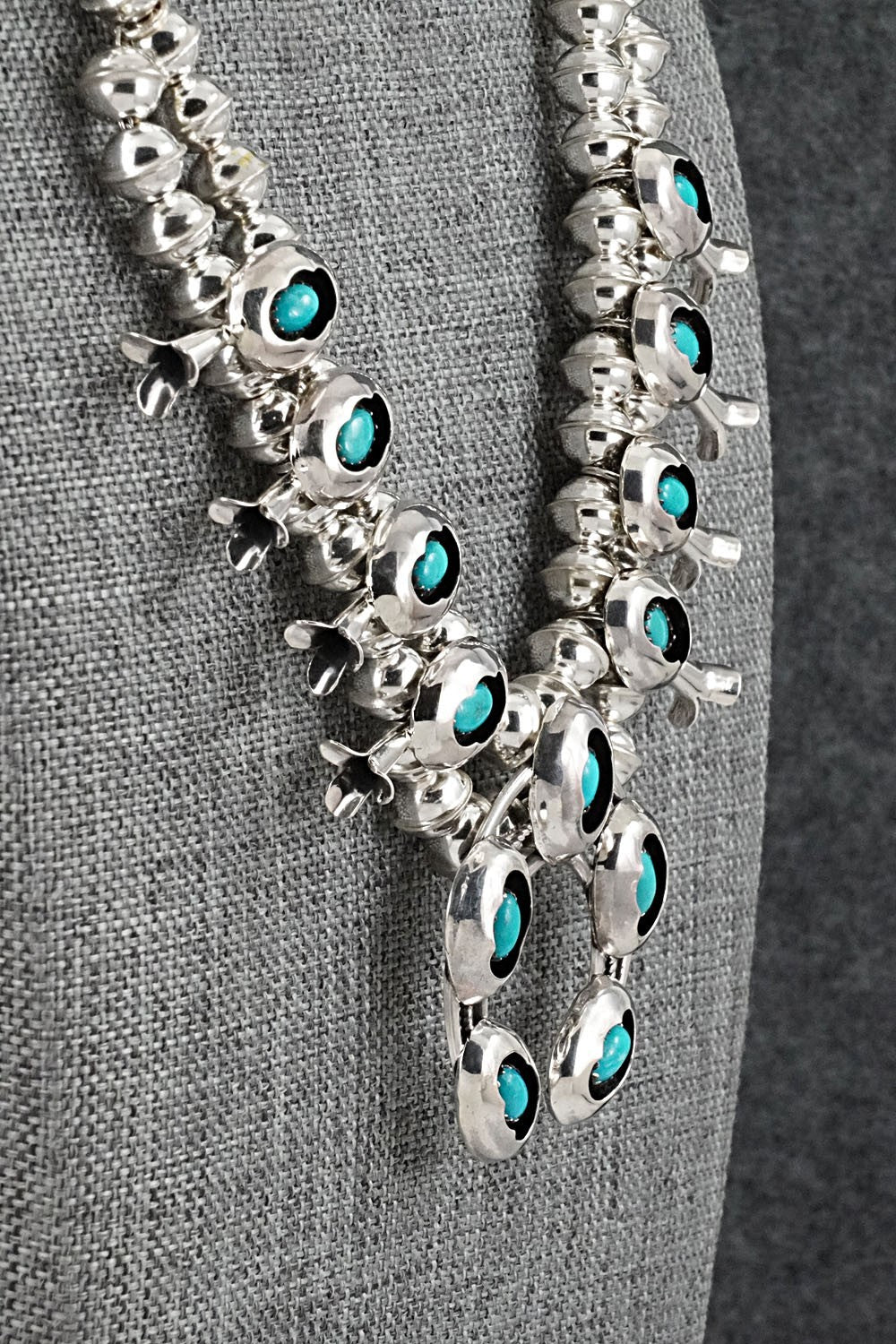 Turquoise & Sterling Silver Squash Blossom Set - Phil Garcia