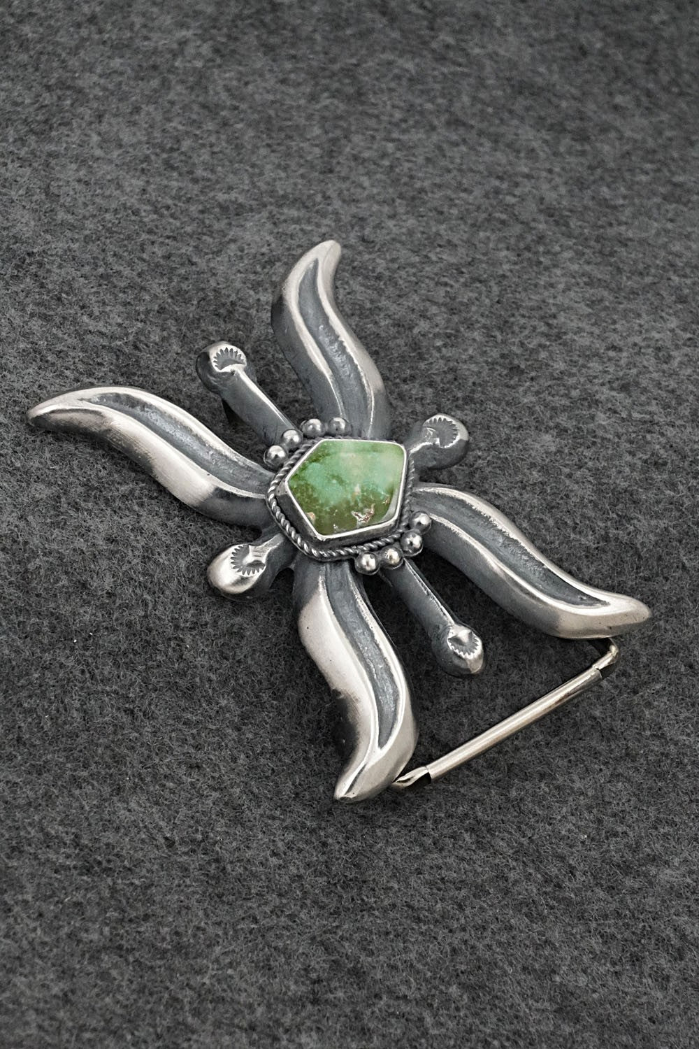 Turquoise & Sterling Silver Belt Buckle - Harrison Bitsue