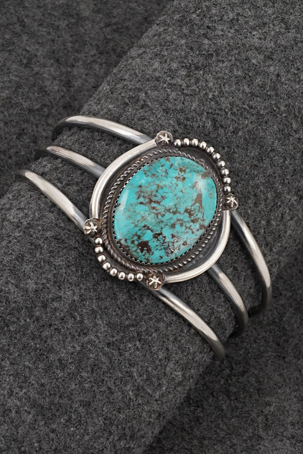 Turquoise & Sterling Silver Bracelet - Leslie Nez