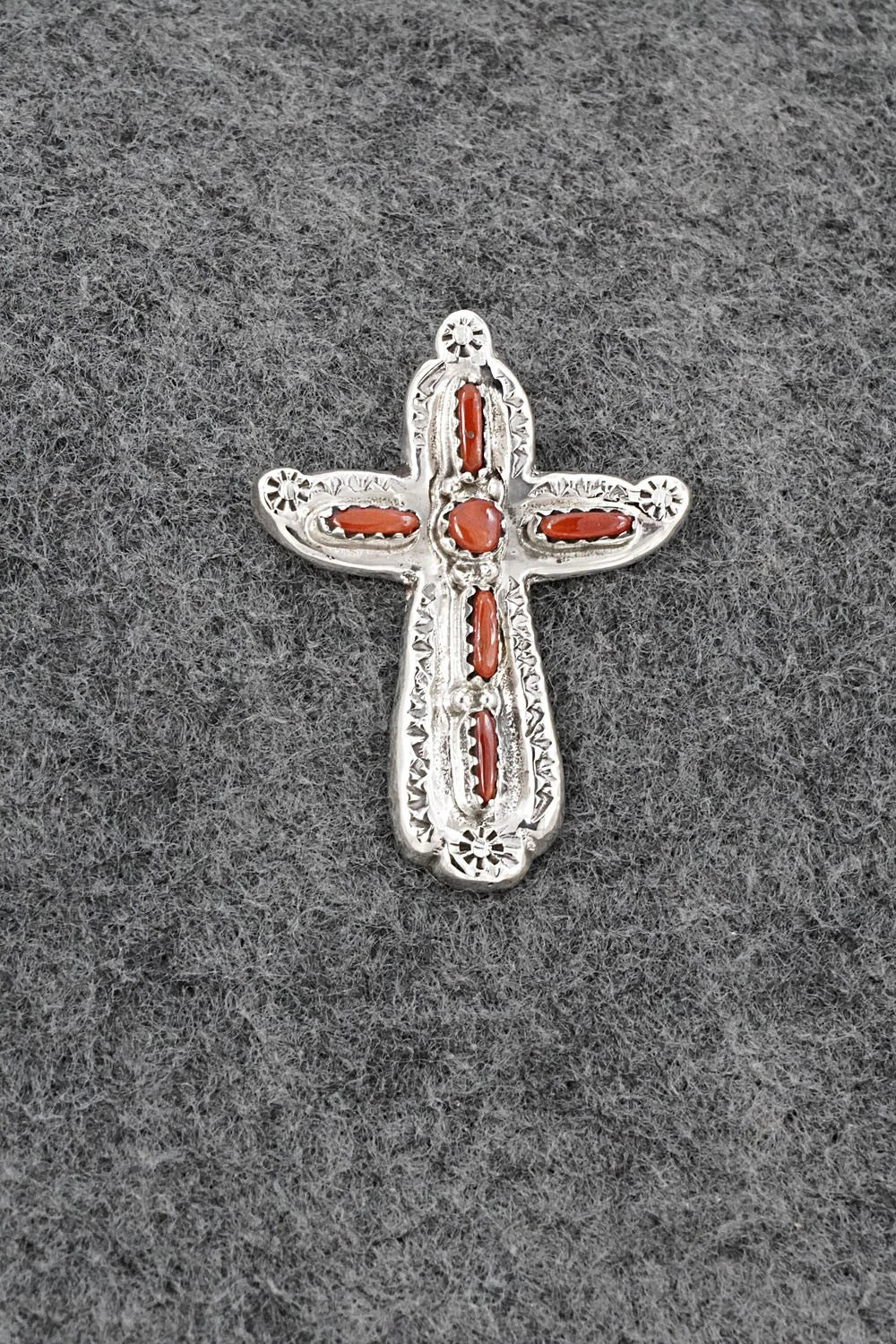 Coral & Sterling Silver Pendant - Murray Hannaweeka