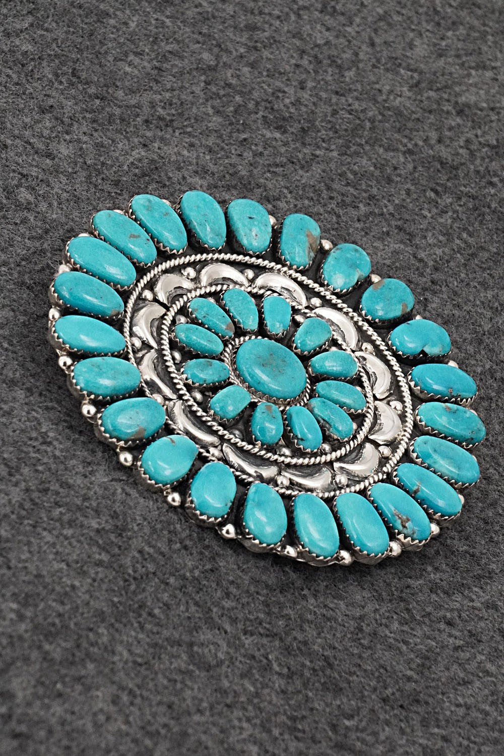 Turquoise & Sterling Silver Pendant / Pin - Jesse Williams