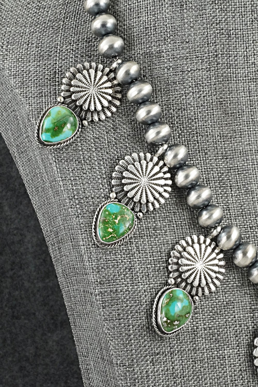 Turquoise & Sterling Silver Navajo Pearl Necklace - Adrienne Gordon