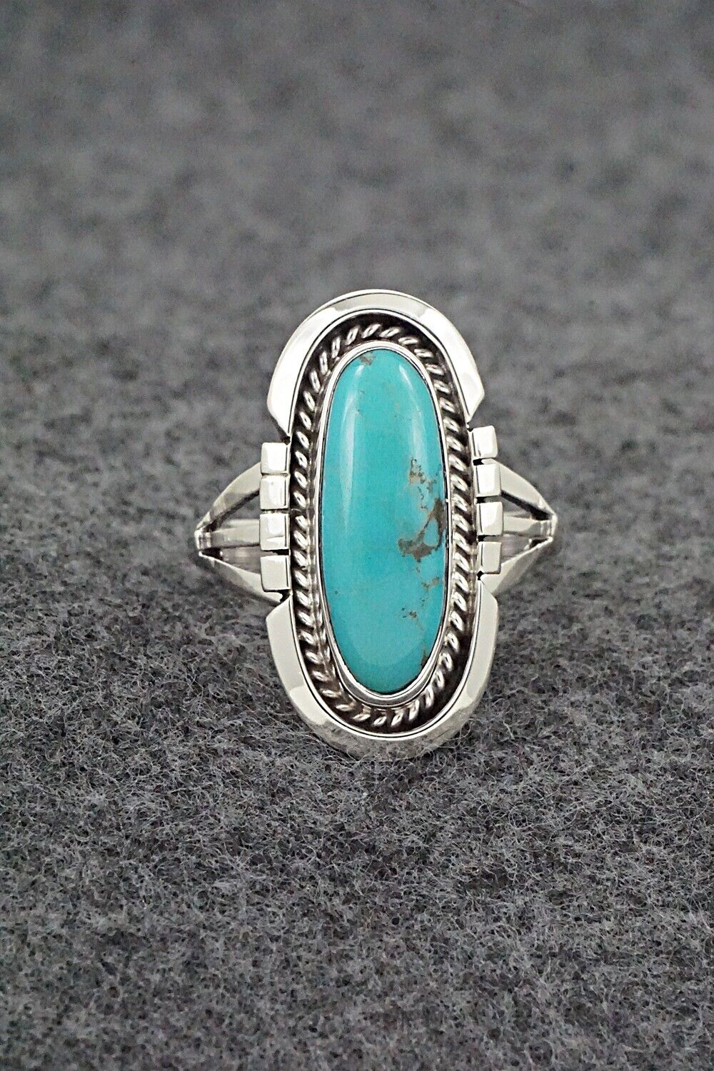 Turquoise & Sterling Silver Ring - Samuel Yellowhair - Size 8.5