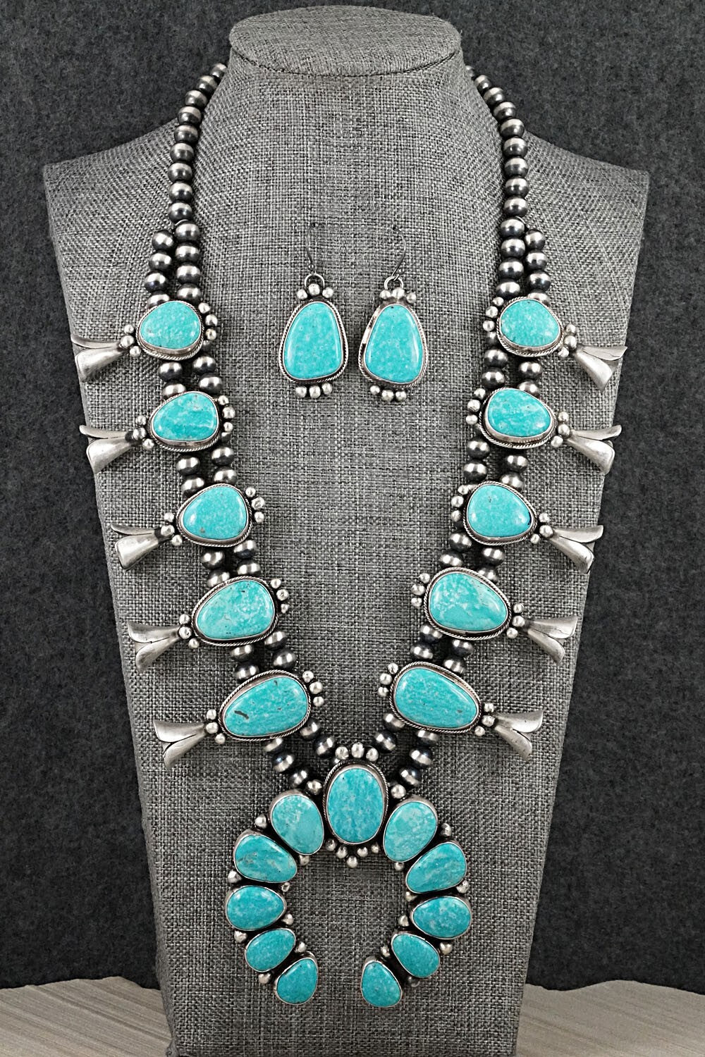 Turquoise & Sterling Silver Squash Blossom Set - Bobby Johnson