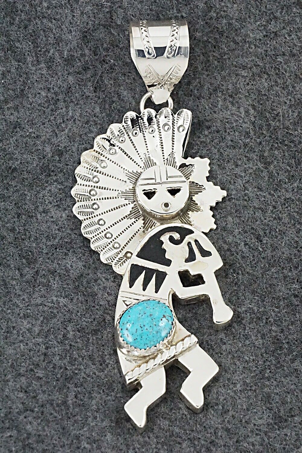 Turquoise & Sterling Silver Pendant - Alanzo Mariano