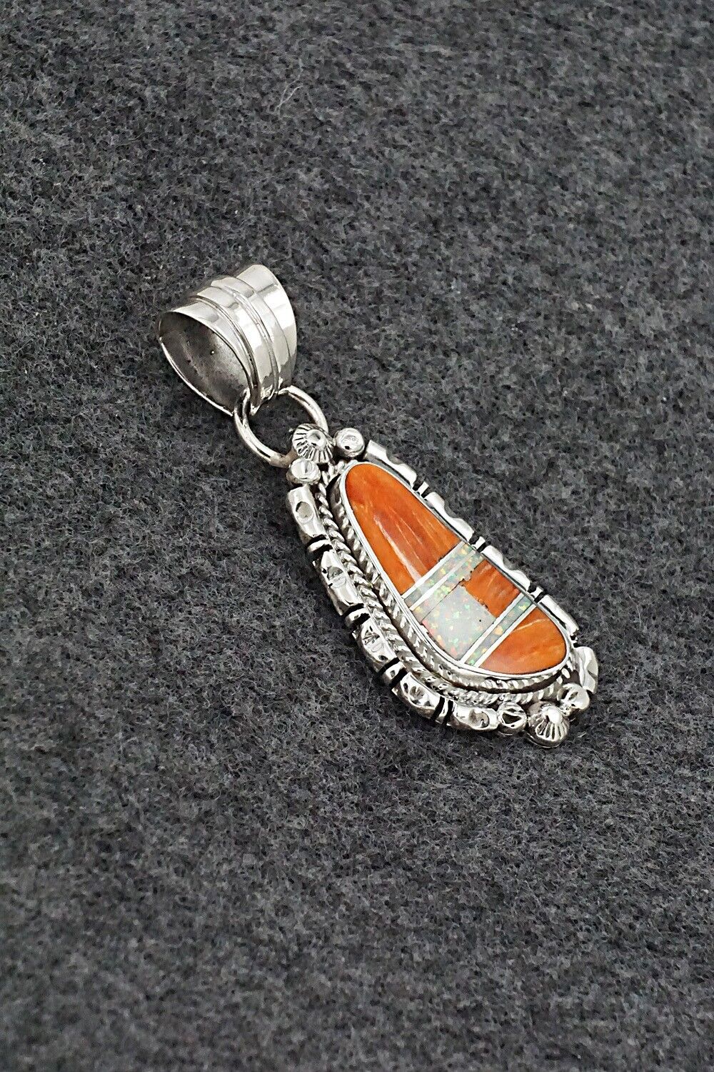 Spiny Oyster, Opalite & Sterling Silver Pendant - James Manygoats