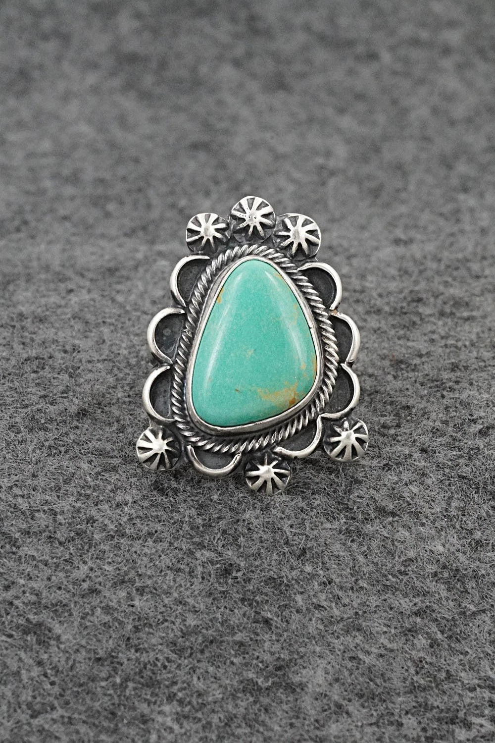 Turquoise & Sterling Silver Ring - Bobby Johnson - Size Adjustable