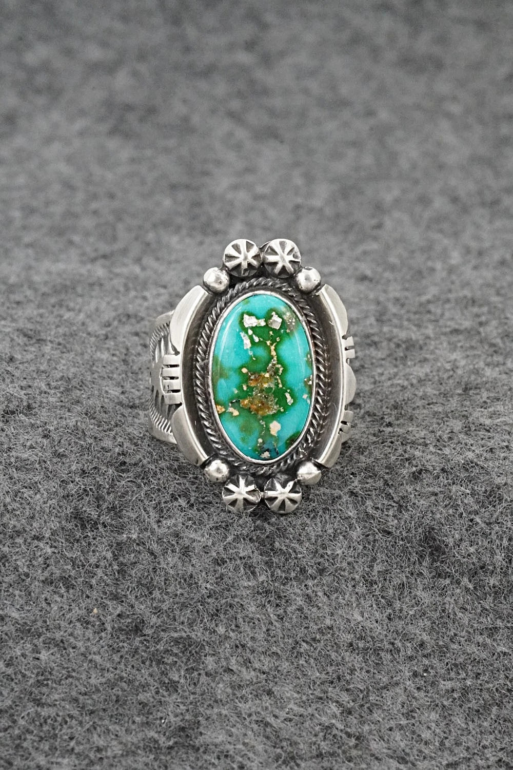 Turquoise & Sterling Silver Ring - Samuel Yellowhair - Size 7.5