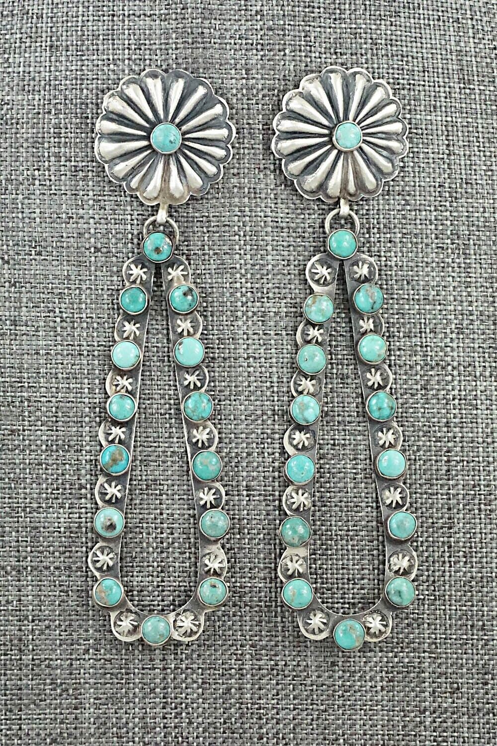 Turquoise & Sterling Silver Earrings - Eugene Charley