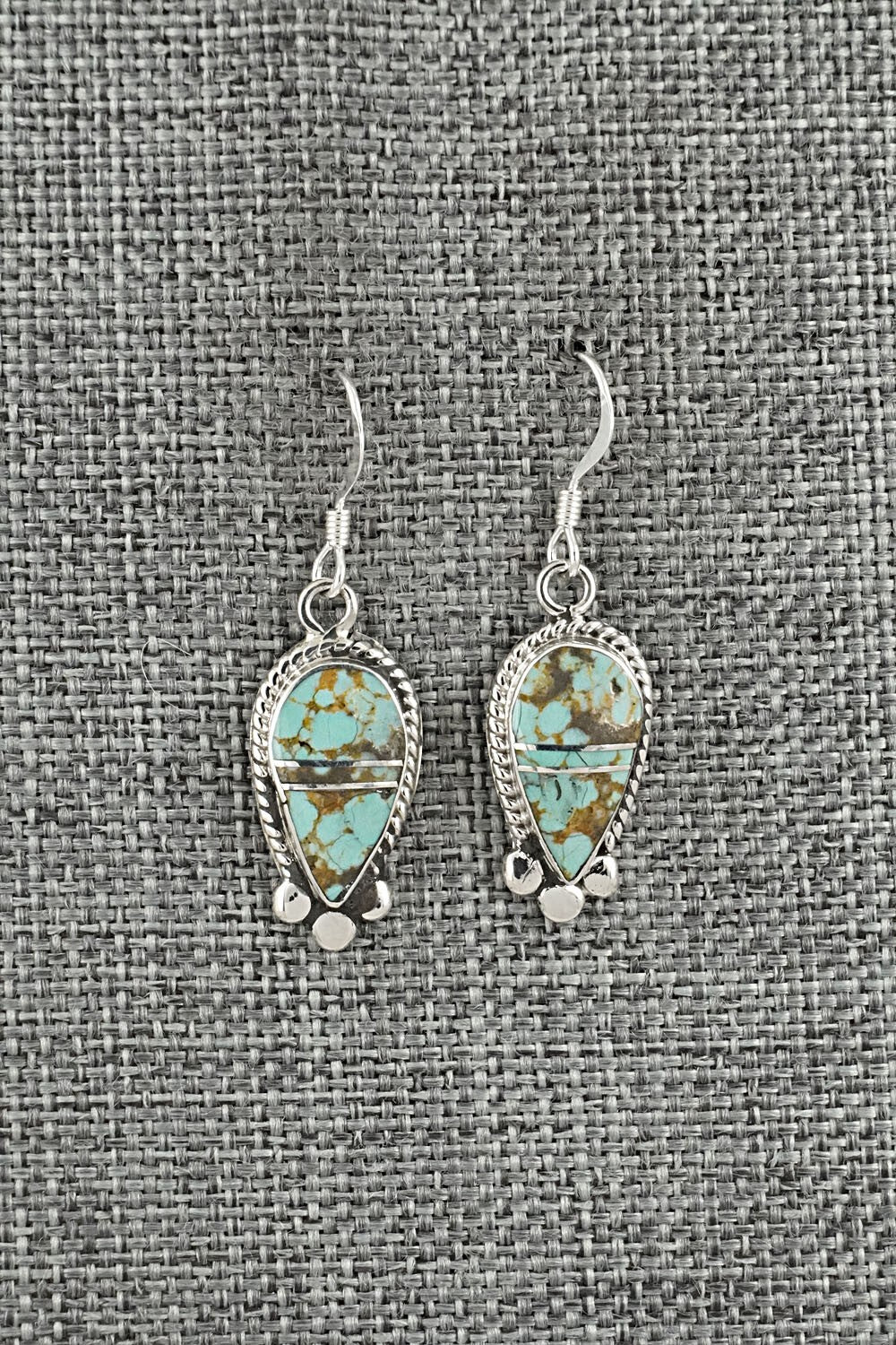 Turquoise & Sterling Silver Inlay Earrings - James Manygoats