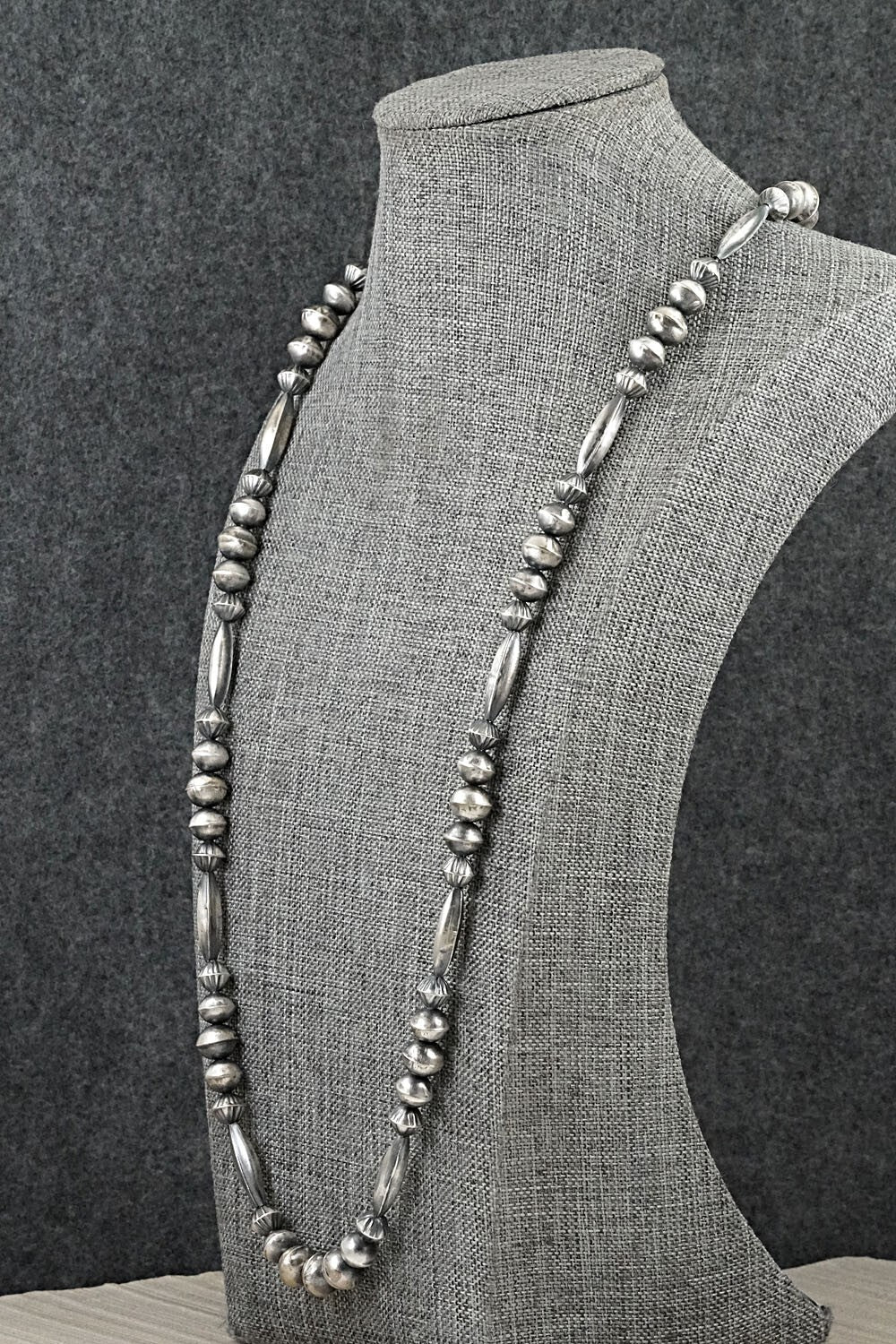 Sterling Silver Navajo Pearl Necklace 28" - Vintage