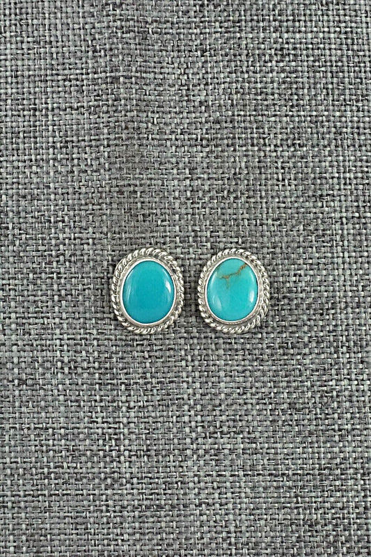 Turquoise & Sterling Silver Earrings - B. Begay