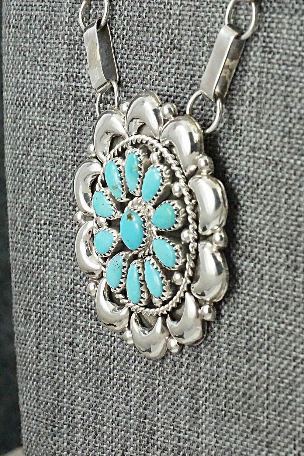 Turquoise & Sterling Silver Necklace and Earrings Set - Eunise Wilson