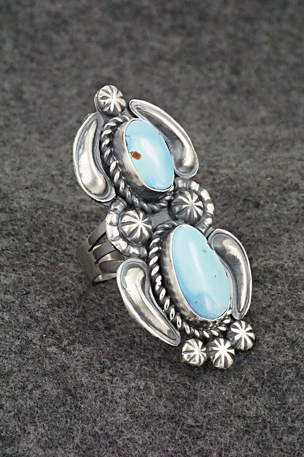 Turquoise & Sterling Silver Ring - Jeff James - Size 8