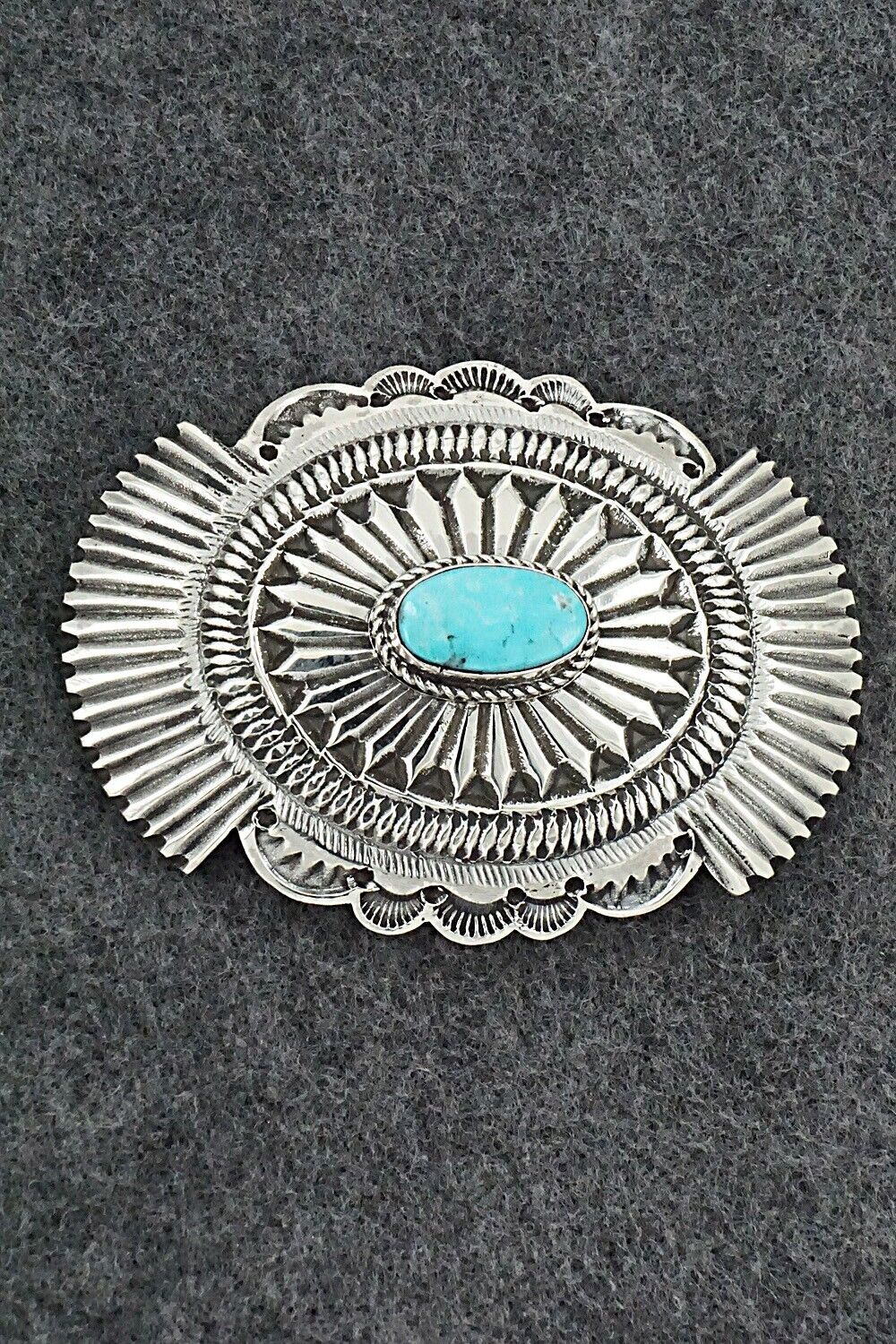 Turquoise & Sterling Silver Belt Buckle - Leonard Maloney