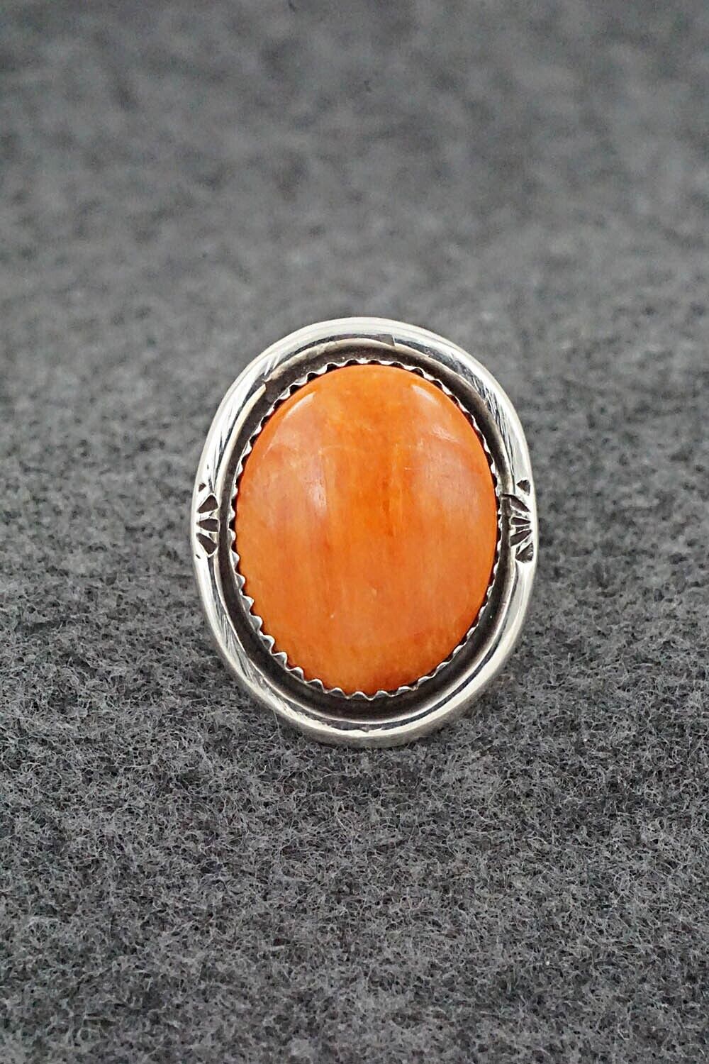 Spiny Oyster & Sterling Silver Ring - Ernest Hawthorne - Size 7.5