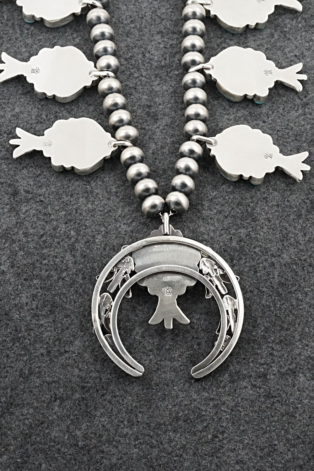 Turquoise & Sterling Silver Squash Blossom Necklace - Bobby Platero