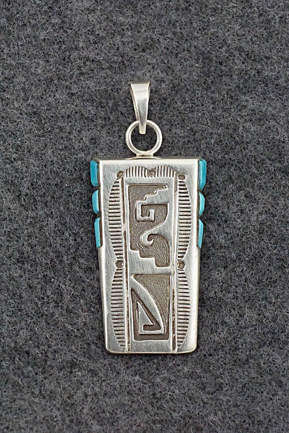 Turquoise & Sterling Silver Pendant - Leonard Jim