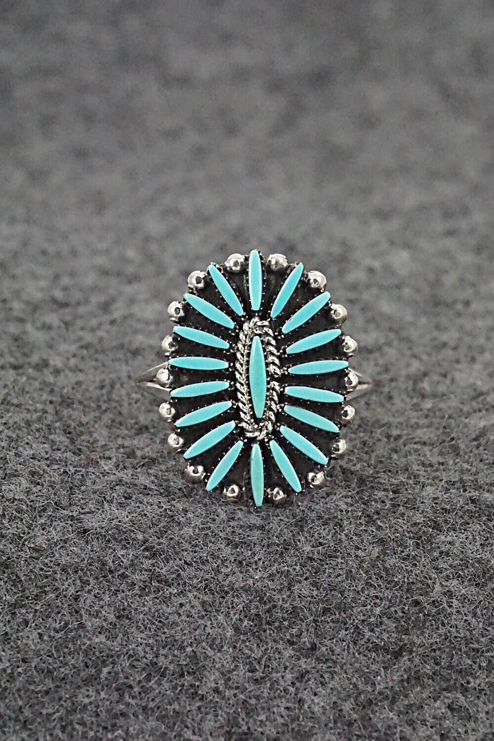 Turquoise & Sterling Silver Ring - Fritzon Owaleon - Size 7.75
