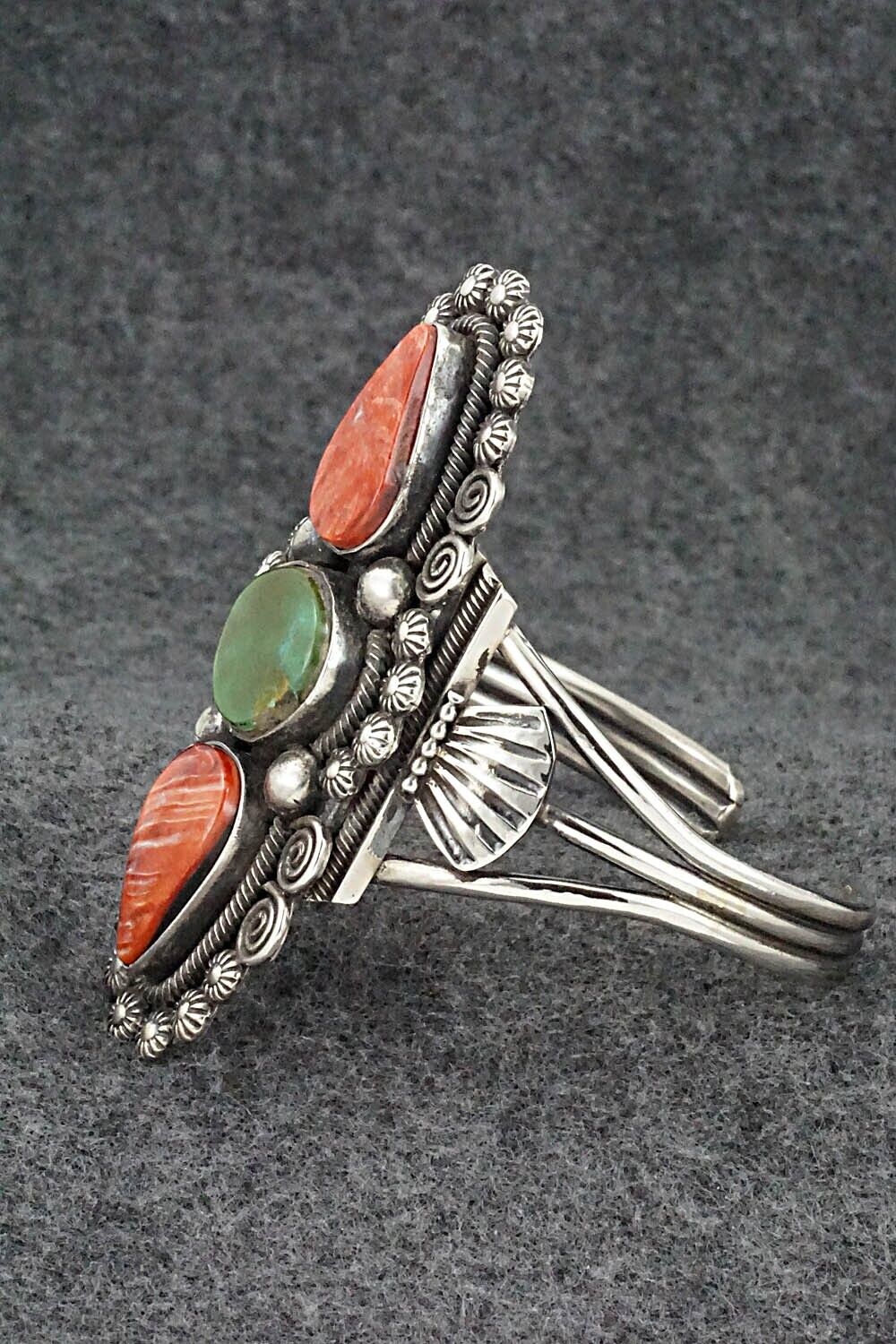 Spiny Oyster, Turquoise & Sterling Silver Bracelet - Jess Martinez
