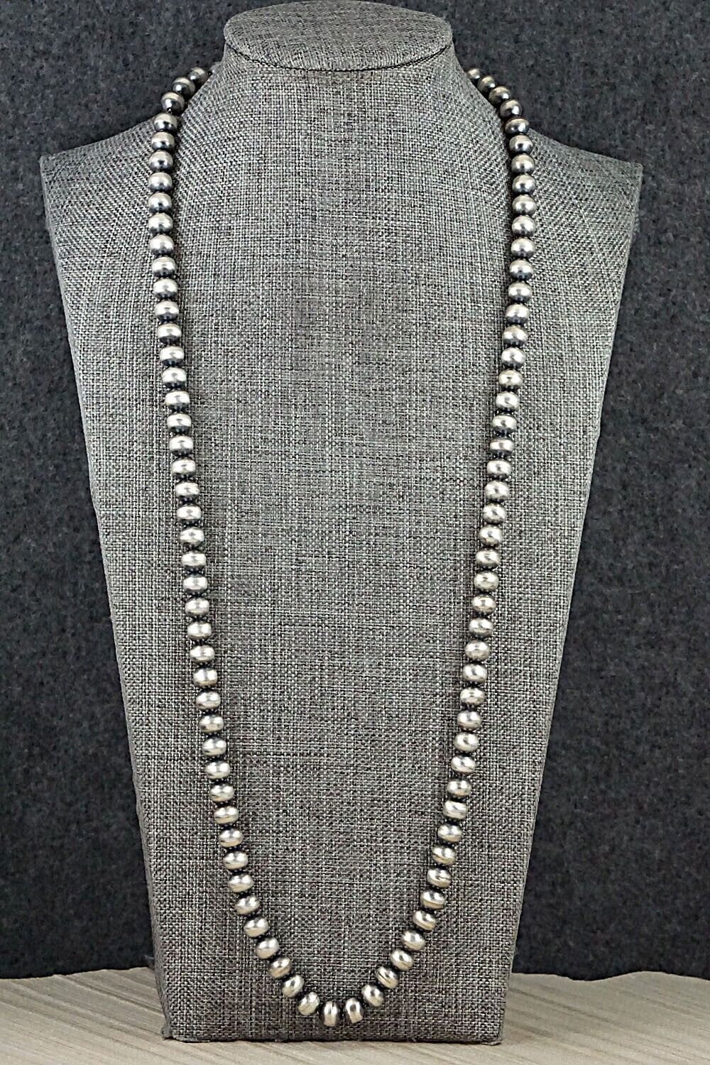 Sterling Silver Navajo Pearl Necklace 36" - Dorinda Mariano