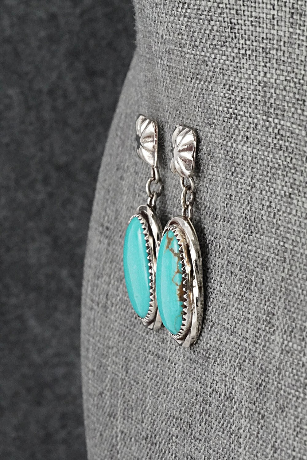 Turquoise & Sterling Silver Earrings - Ernest Hawthorne