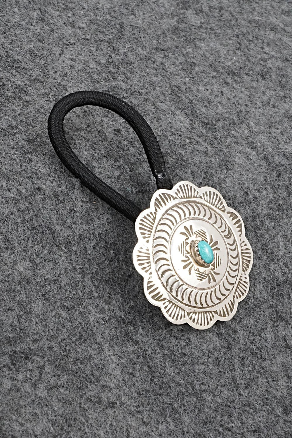 Turquoise & Sterling Silver Hair Tie - Bertha Begay