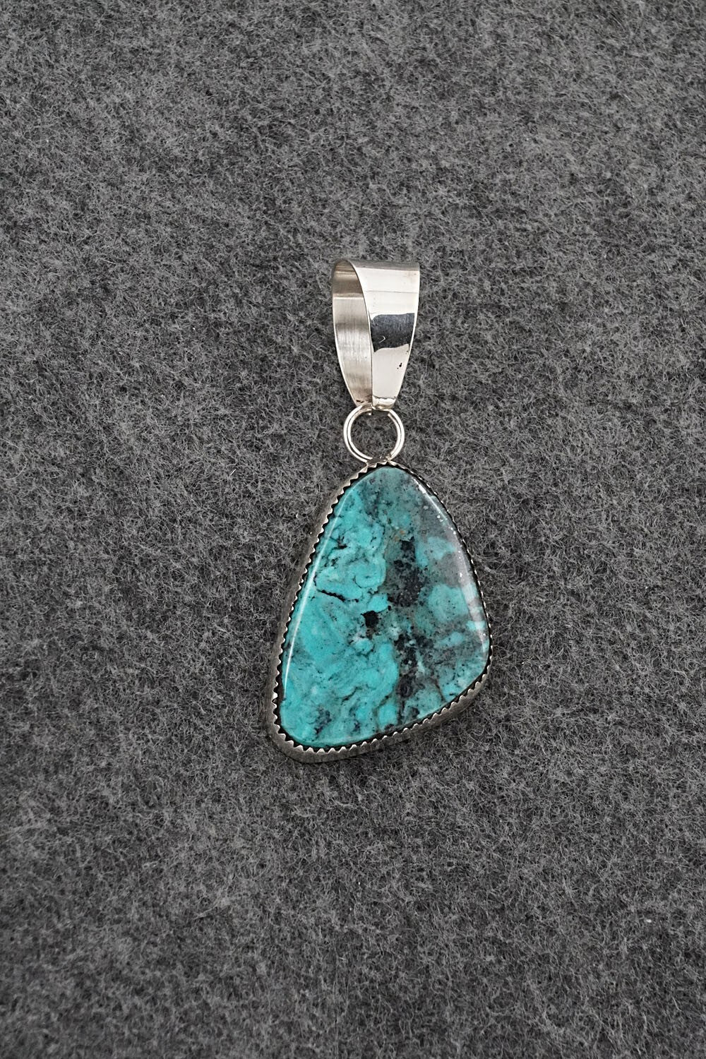 Turquoise and Sterling Silver Pendant - Leslie Nez