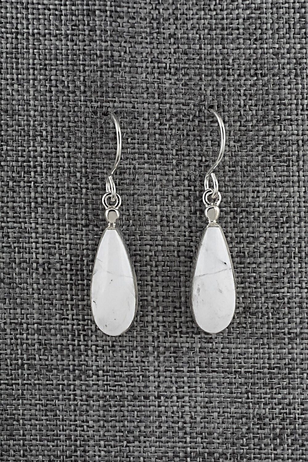 White Buffalo & Sterling Silver Earrings - Kenneth Bitsie